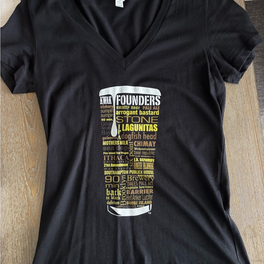 Black V-Neck Craft Beer Graphic T-Shirt